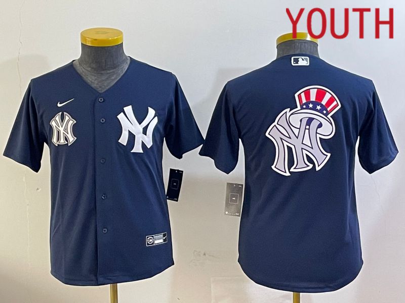 Youth New York Yankees Blank Blue Game 2024 Nike MLB Jersey style 12096